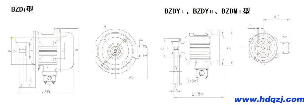 BZDⅠ、BZDYⅠ、BZDYⅡ、BZDMⅠ隔爆型錐形轉(zhuǎn)子三相異步電動機外形尺寸圖.jpg